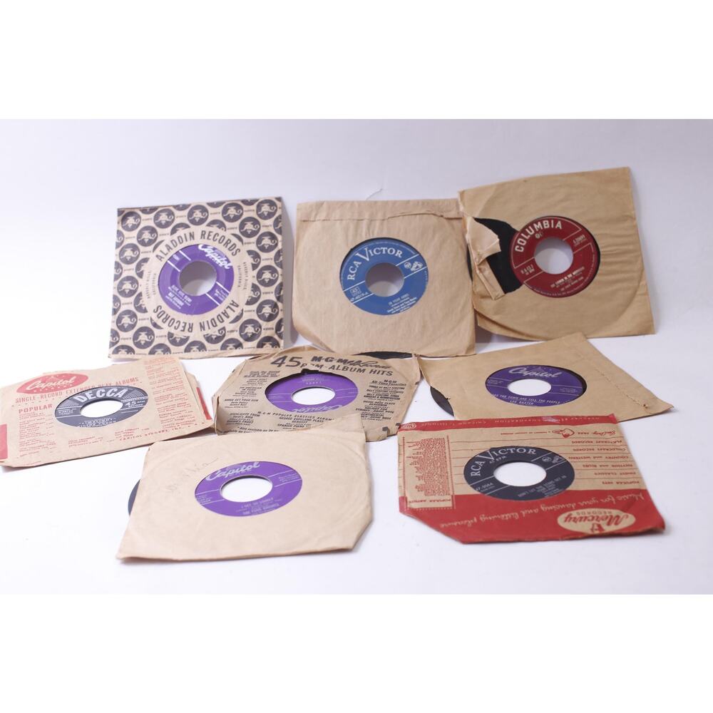 Vintage Single-Record Vinyls, Set of 8, Perry Como, Ray Anthony, Victor Young,